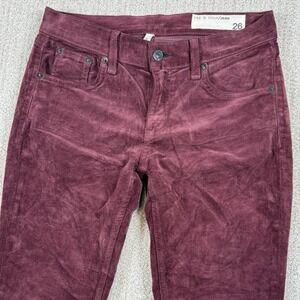 Rag & Bone Women's 26 (Actual 29x29) Burgundy Skinny Corduroy Jean Pants